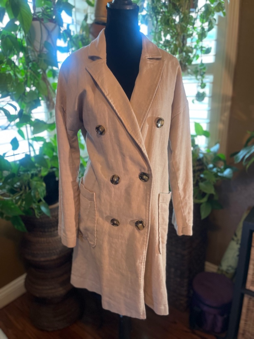 Rhythm Beign Linen Lightweight Trench Jacket size Large